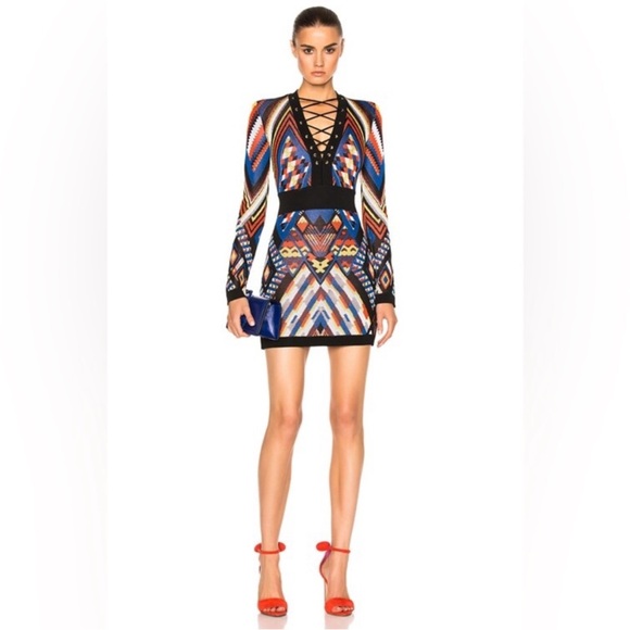 BALMAIN knit printed Mini Dress - Picture 1 of 11